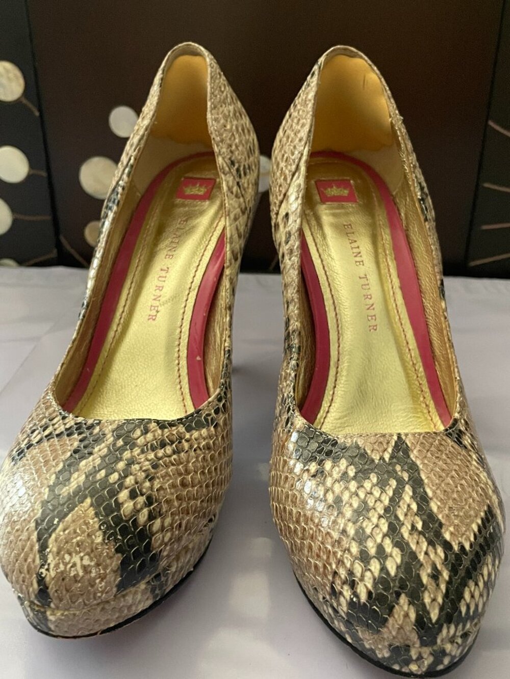 Elaine Turner Snakeskin Heels